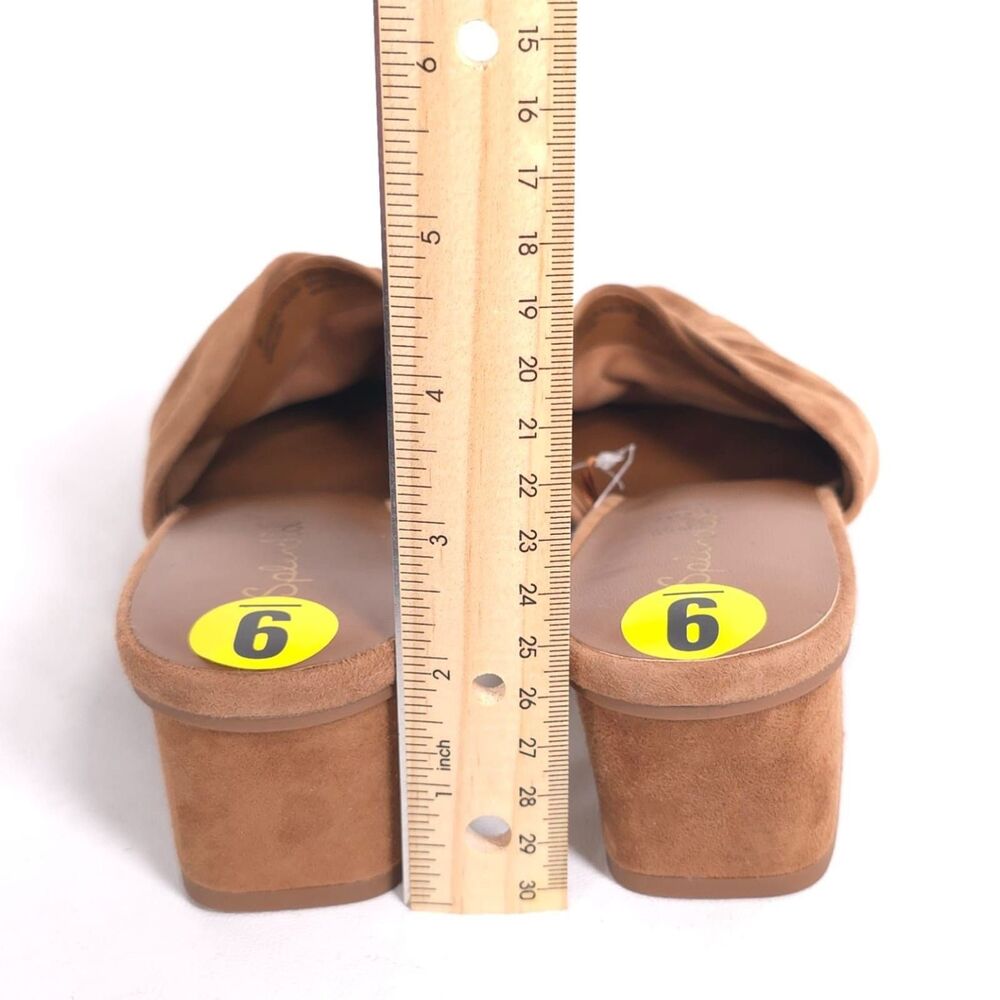 Splendid New Lanis GENUINE SUEDE LEATHER Mules 9 M Caramel Knot Heeled Pointed - Picture 11 of 15